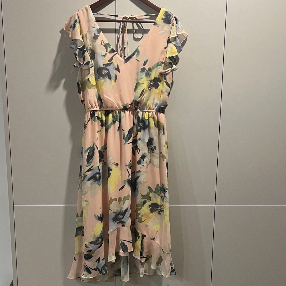 Emma & Michele Peach and Yellow Floral Dress - Petite M